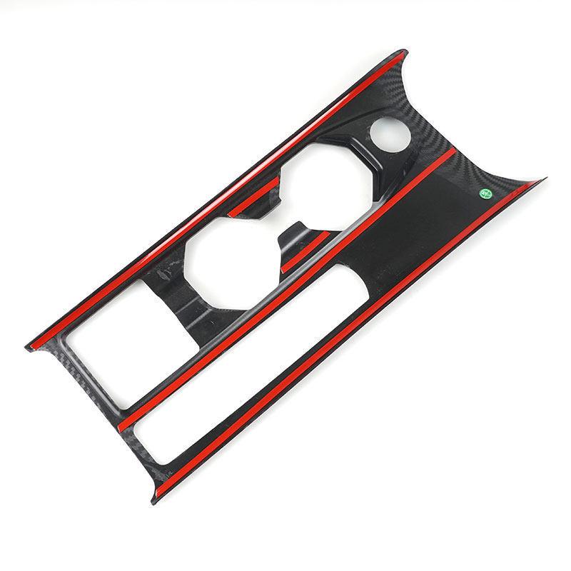 For VW Polo ABS Car Center Control Gear Shift Panel Water Cup Holder Frame Cover Trim Carbon Texture / Bright Black