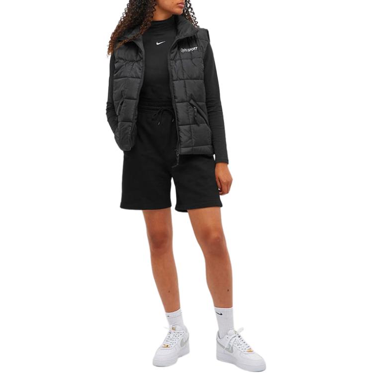 Nike Однотонная водолазка с длинным рукавом Женские топы Черный DD5882-010