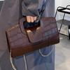 Модный простой универсальный повседневный ретро женский однотонный клатч-сумка через плечо с цепочкой и узором под аллигатора