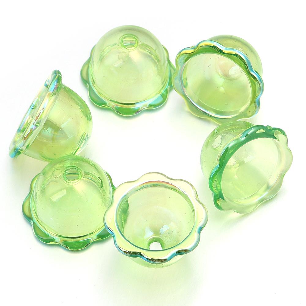 6pcs/lot Colorful Acrylic Wind Bell Beads Multi-Petal Flower Bead Caps Charms For DIY Earrings Phone Chains Jewelry Accessories