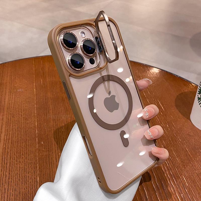 Чехол-подставка с беспроводной зарядкой для iPhone 17 Pro Max 16 15 14 13 12 11 Pro Max Plus Защитная крышка для объектива Air funda
