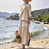 Foreign Style Set 1116 New European and American Design Sense Irregular Loose Long-sleeved Top Split-ended Trousers