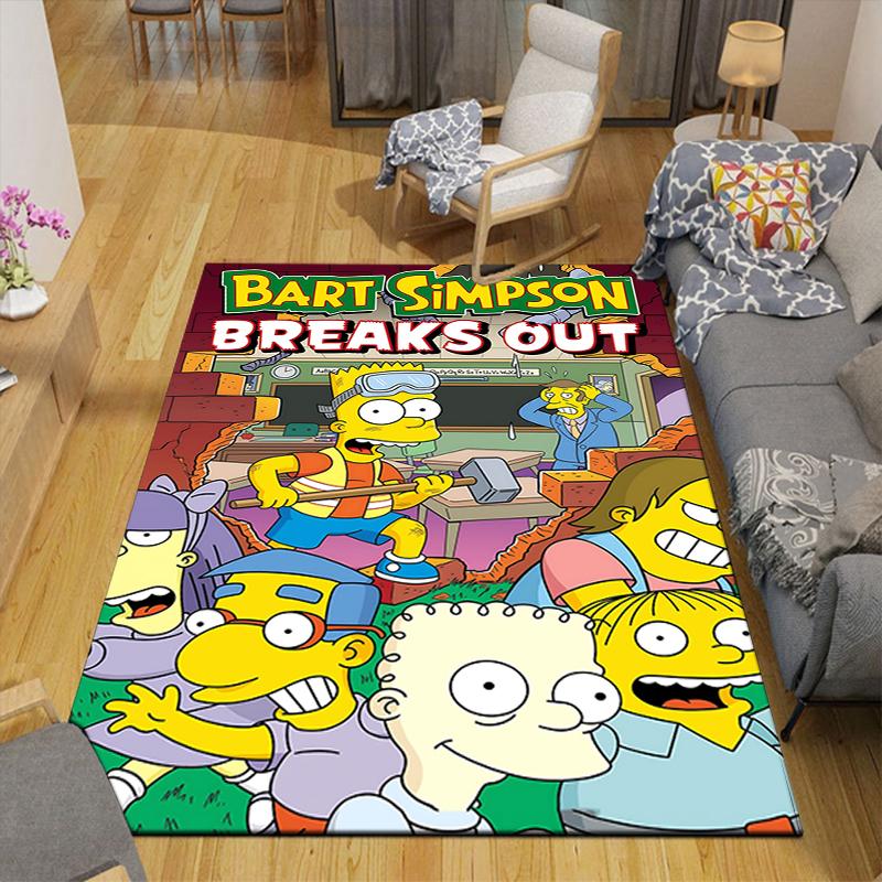 1Pc Bart Simpson Escapes School Rug Office Carpet Indoor Outdoor Doormat Nonslip Soft Living Room Christmas Halloween Gift D922813