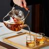 Pokaro Tea Heat-Resistant Glass Teapot, 1060ml, Integrated Steamer, Tea Strainer, Lotus-Shaped Glass Bottom, Clear Design, Wooden Handle, Perfect for
