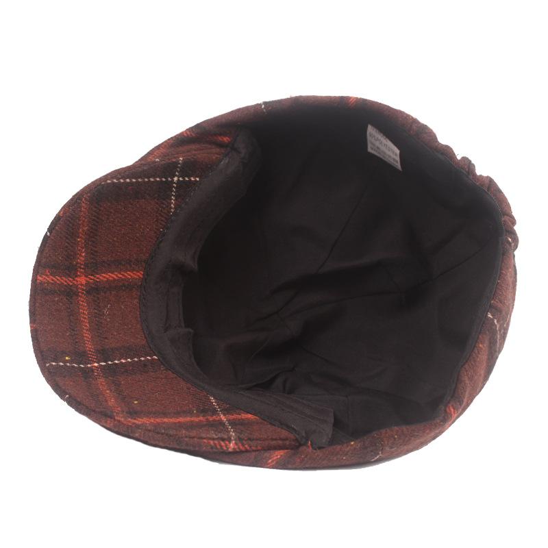 Твидовый берет с язычком из утиного язычка Твидовая шляпа Зимняя восьмиугольная кепка Шляпа для мужчин среднего возраста