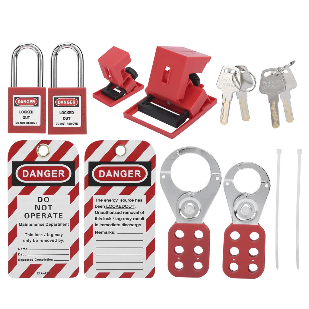 Lockout Tagout Kit Multifunctional with Hasp Warning Tag Safety Red Padlock Portable