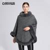 Autumn and Winter Hair Collar Shawl Cape Loose Pullover Sweater Tweed Jacket