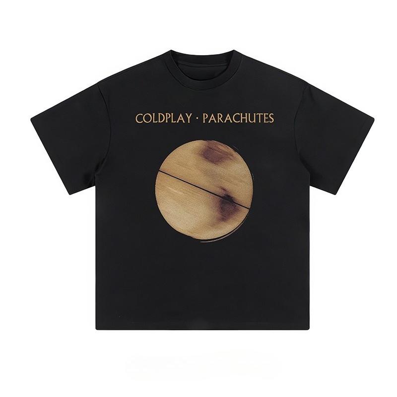 Coldplay Rock Band British Retro High Street Pure Cotton Printed Round-neck Short-Sleeved T-Shirt for Men and Women