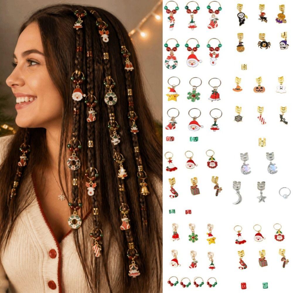 6/10/26/46pcs Headwear Christmas Drip Oil Decorative Halloween Braid Hair Clips Dirty Braids
