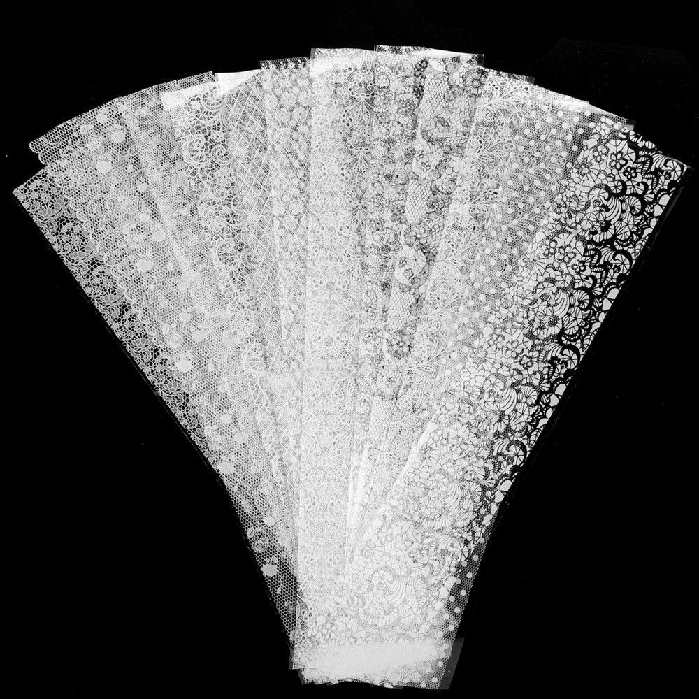 Красота Ногтей Фольгированная Наклейка Звездное Небо Переводная Бумага Набор Фольги для Ногтей Черный Белый Кружевной Стикер для Нейл-Арта