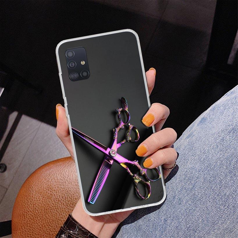 Hair Stylist Scissors Brush Phone Case For Samsung Galaxy A52 A32 A22 A12 A51 A31 A50S A30S A20S A10S Note 20 Ultra 10 Plus S10