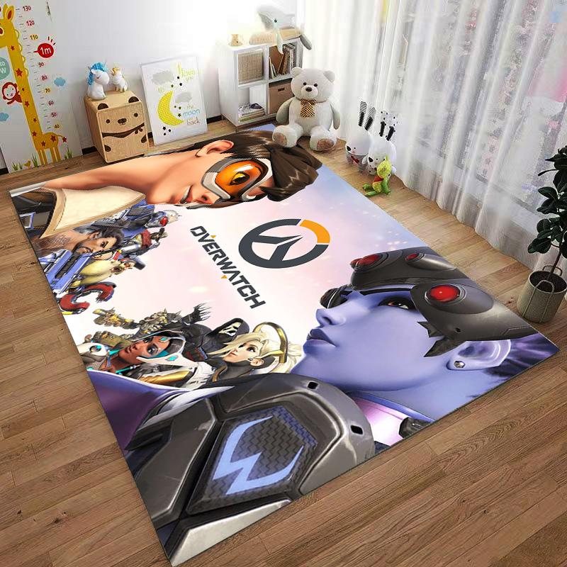 Фланелевый ковер с принтом фракций Overwatch, нескользящий, подходит для декора спальни, гостиной, детской комнаты