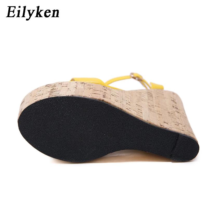 Модные Eilyken Новые Модные Платформенные Тапочки Женские Сандалии Уличный Стиль Высокие Каблуки Ремешок с Пряжкой Женская Летняя Обувь Размер 35-40