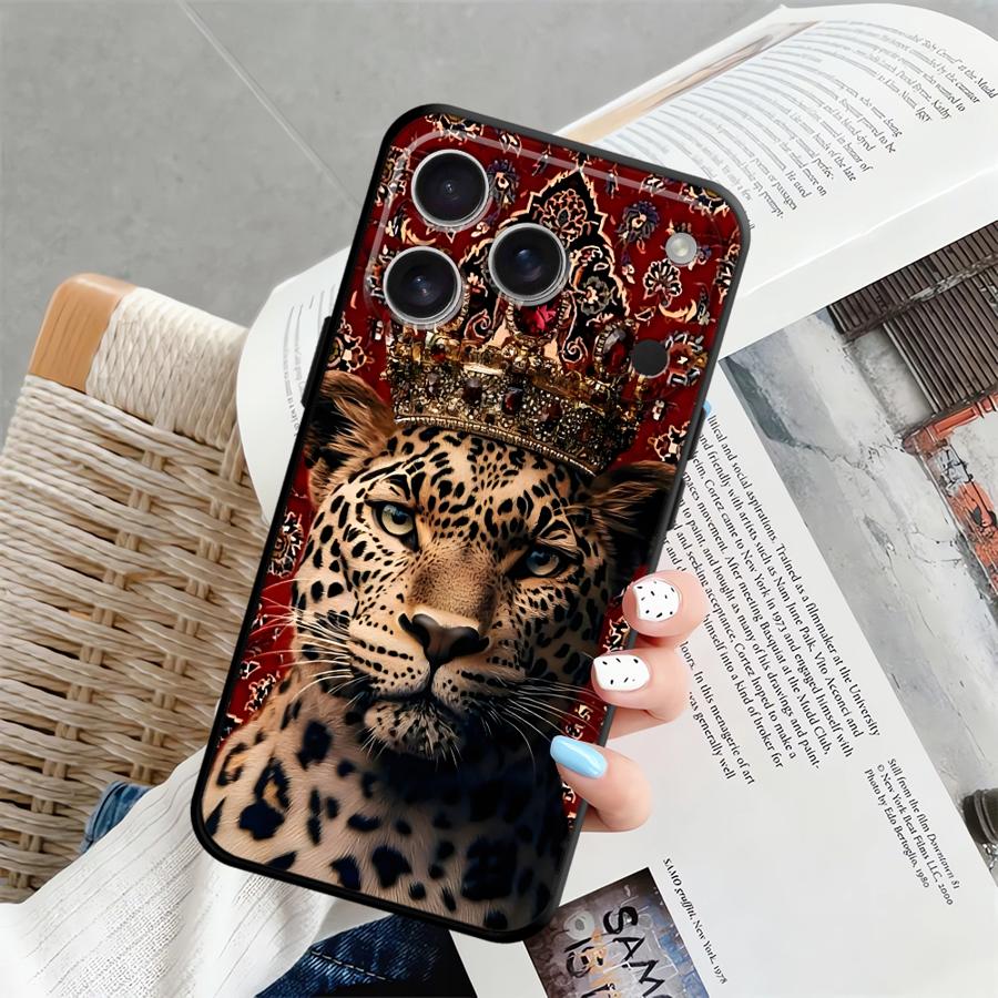 Черный Мягкий Чехол для Телефона для iPhone XS Max 15 16 14 Plus 13 12 11 17 Pro XR 7 8 Air Cool Тигр Змея
