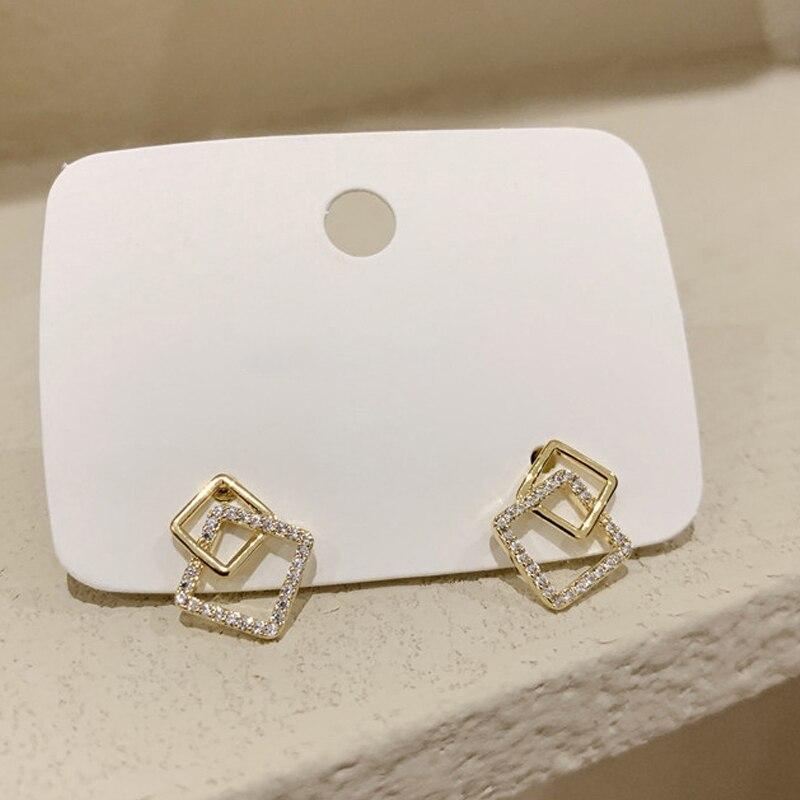 Модные геометрические простые квадратные серьги с кристаллами для женщин, модные ювелирные изделия, подарки