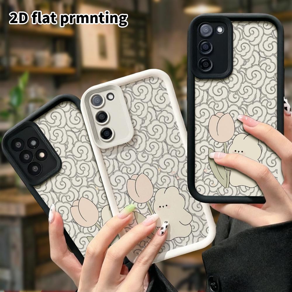 Чехол для телефона: 2D Плоский Защитный Чехол для Samsung Galaxy A34 A35 M05 M06 S20 S22 S21 FE Plus 5G, Тюльпан Маленький Белый Кролик, Подарок на Рождество и Хэллоуин