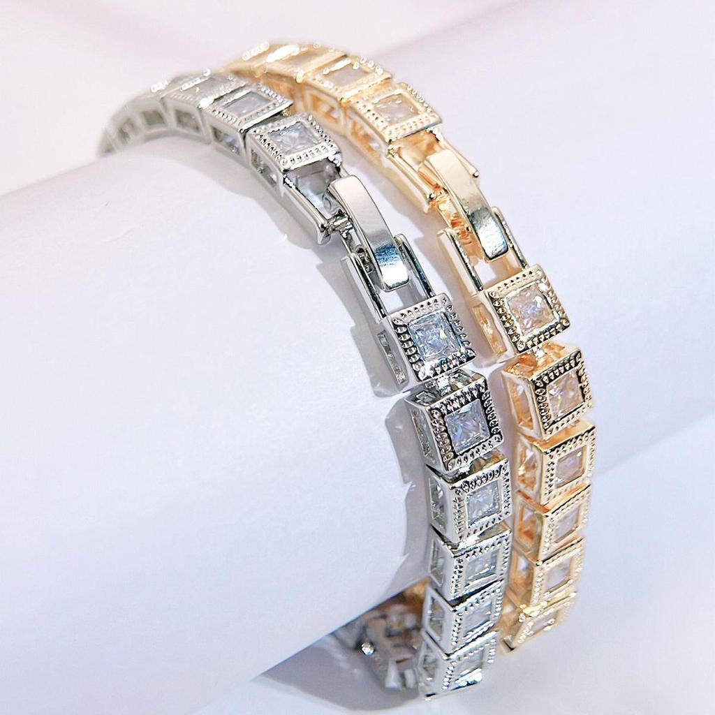 Бриллиантовый квадратный цирконий CMM AAA, классические браслеты-цепочки с подвесками, свадебные украшения для рук для женщин