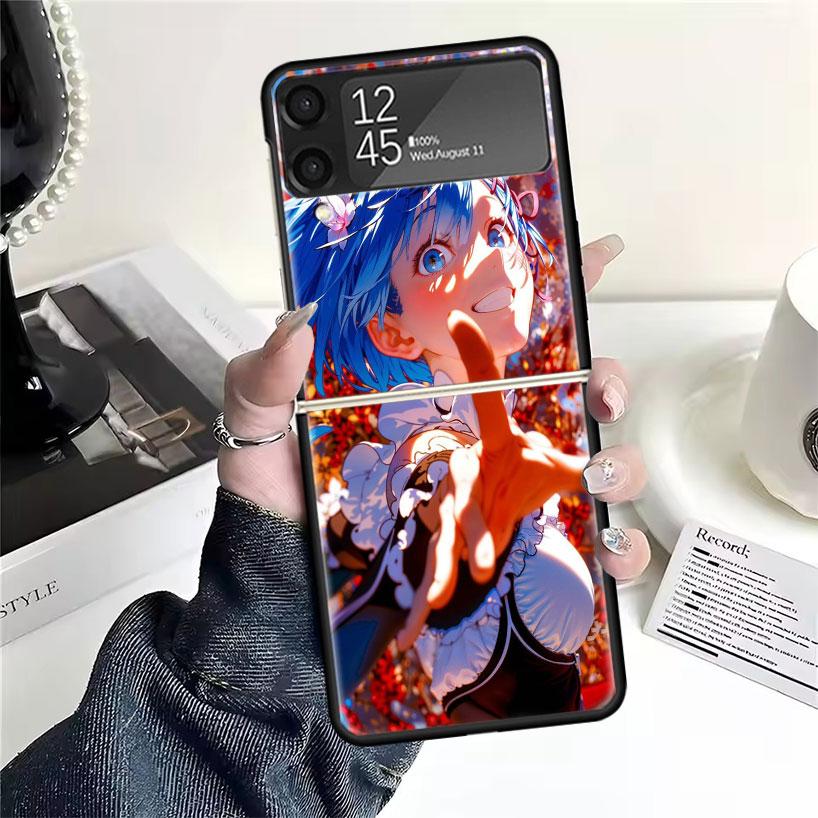 Чехлы для Samsung Galaxy Z Flip 4 5 6 7 3 Z Flip7 Flip6 Flip4 Flip5 Flip3 5G с принтом R-Rem из аниме Re Zero, Жесткие противоударные Fundas