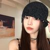 Инс Пикантная Девушка Блестки Шапка-стог Шапка Женская Универсальная Модная Ручной Работы Вязаная Ажурная Демонстрирующая Лицо Холодная Шапка с Головным Убором