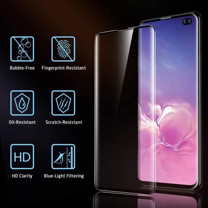 Film de Protection d'Écran - Samsung - Galaxy S10 Plus - Verre Trempé - Lot de 2 - 3D Couverture Intégrale