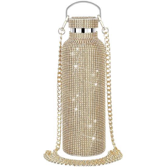 Изолированная вакуумная чашка со стразами, колба из нержавеющей стали, бутылка, питьевой чайник