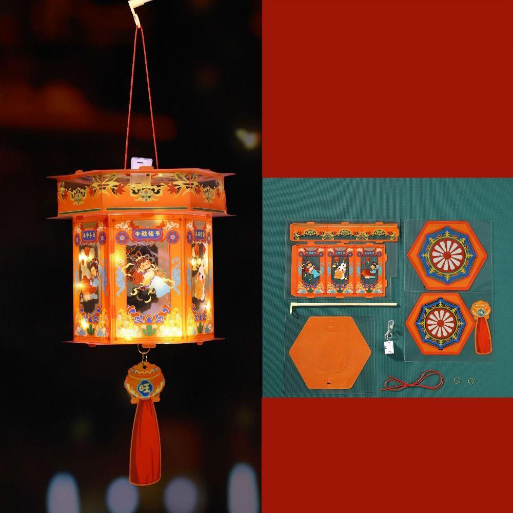 Китайский стиль середины осени светящиеся фонарики водонепроницаемый мультфильм портативный фонарь DIY ПВХ светодиодный светящийся фонарь