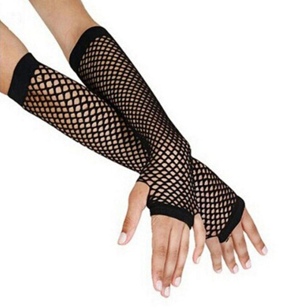 Готический Сексуальный Костюм Сетчатые Перчатки-Варежки Fishnet с Вырезами Без Пальцев