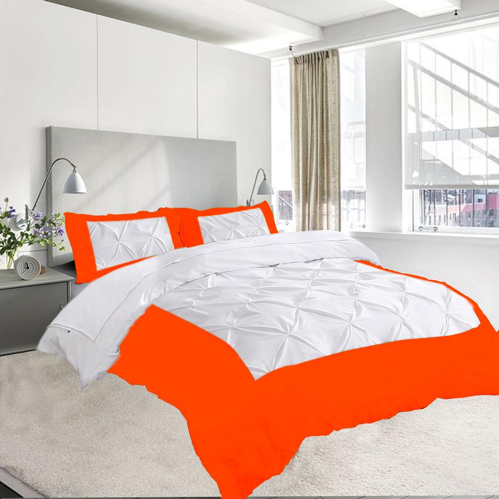 Dual Tone 600TC 3PC Duvet Cover Set 100% Egyptian Cotton - Dual Design, Multi Sizes & Colors (1 Duvet Cover & 2 Pillow Shams)