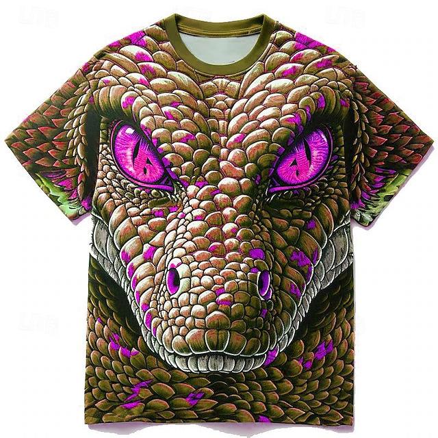 Plus Size XL-7XL Men's T-shirt Snake Pattern 3D Printed Top T-shirt Summer New Street Fashion T-shirts
