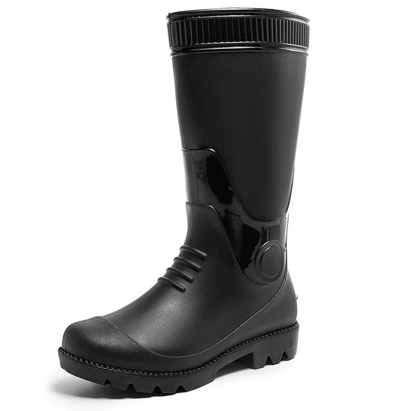 Модные новые мужские сапоги из ПВХ, высокие уличные мужские сапоги для дождя, нескользящие сапоги на платформе для мужчин, высококачественная обувь для воды Botas De Lluvia