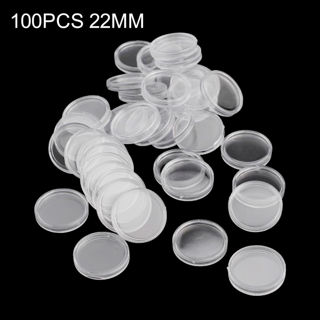 Collections Coin Holders Transparent 100pcs 22mm Round Plastic Capsules