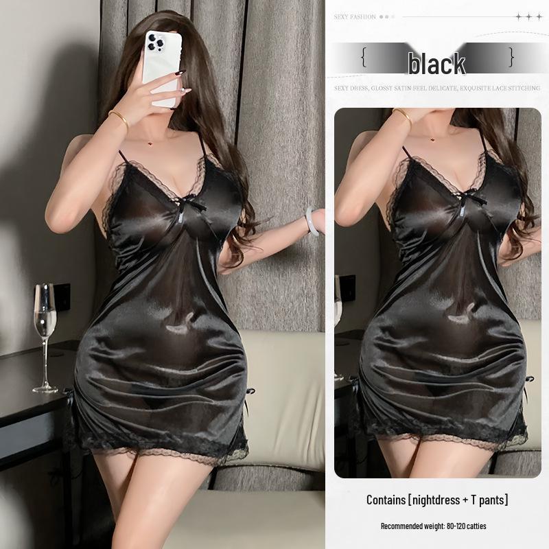 Women's Sexy Pure Desire Quick-Release Lace Nightgown Set with Cunning Slit 8550