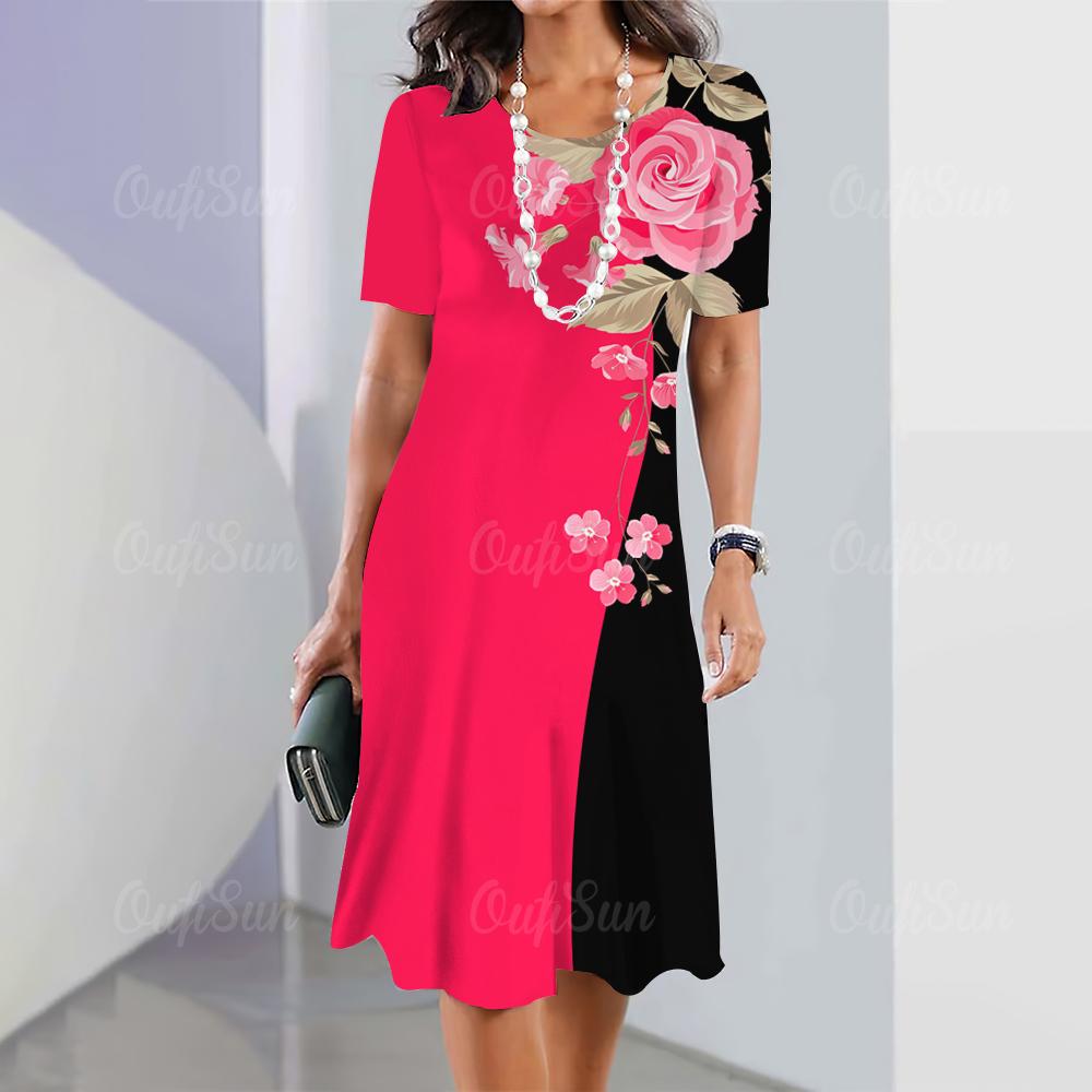 Новые женские платья с принтом бабочек и цветов, элегантные платья миди, летнее цельное платье больших размеров для женщин