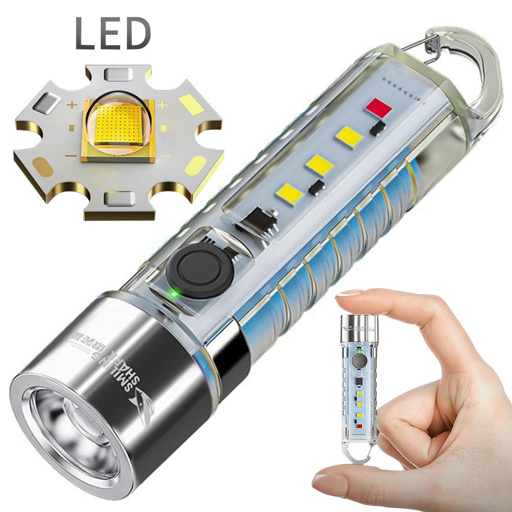 LED SMD Mini Flashlight Rechargeable Pocket Flashlight with Clip Handheld Flashlight Luminous for Camping Hiking Emergency