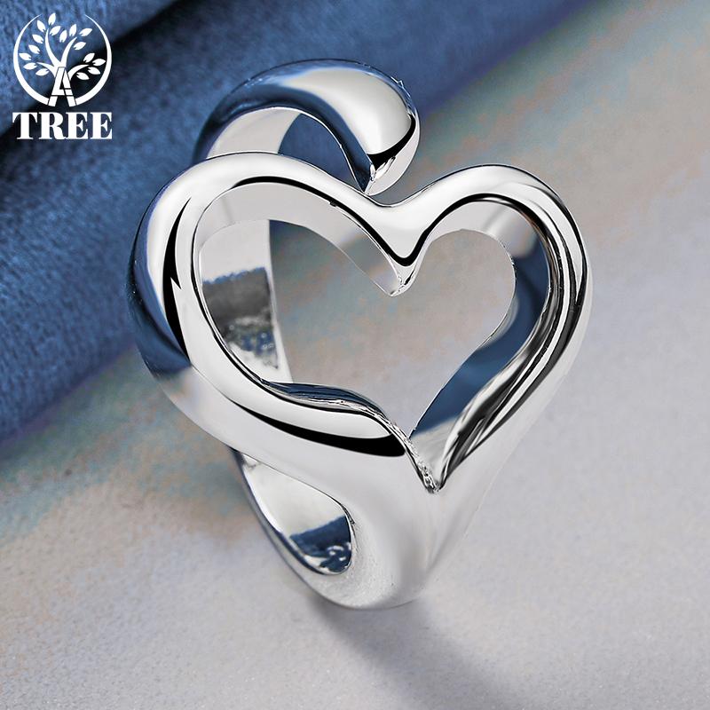 Открытое кольцо в форме сердца из стерлингового серебра 925 пробы