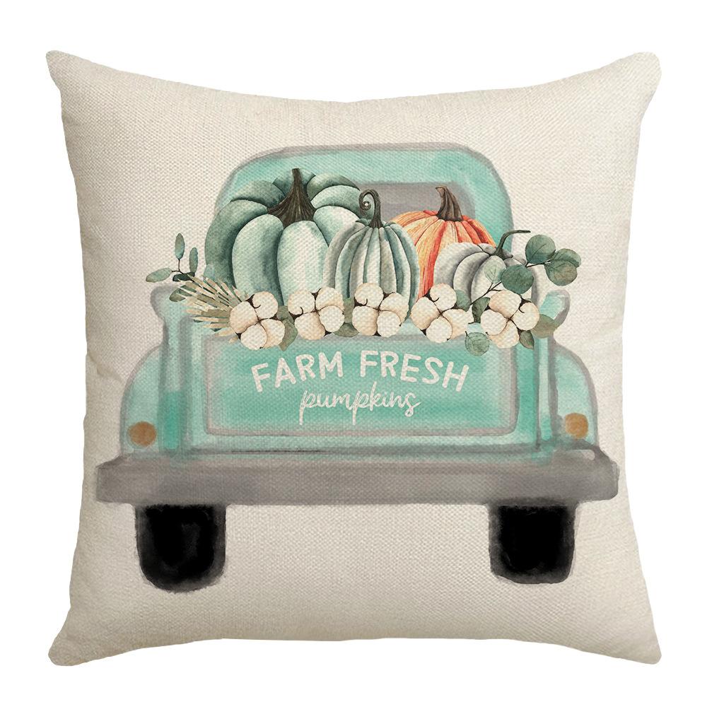 New Thanksgiving Throw Pillow Cover Pumpkin Truck Garland Harvest Festival Farm Party Decorative Throw Pillow Cover