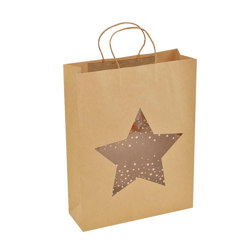 Creative Kraft Paper Window Gift Tote Bag for Birthday or Shopping