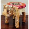 Wooden Painting Decorative Rajastani Painted Elephant Stool | Home Decorative Items| Showpiece(8 Inch) (Mustard)