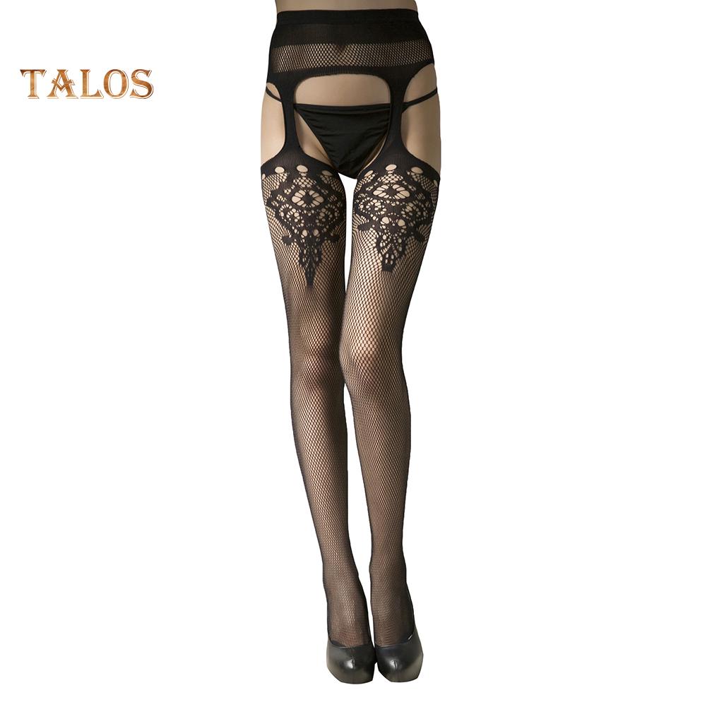 TAP Crotchless Fishnet Lace Suspender Pantyhose Tights Stretchy Stocking