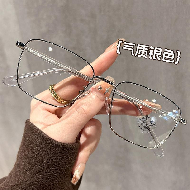 Золотая оправа, ножки под дерево, золотые шелковые очки для мужчин и женщин, можно оснастить диоптриями для близорукости, квадратная оправа, плоское зеркало, оправа для очков с защитой от синего света