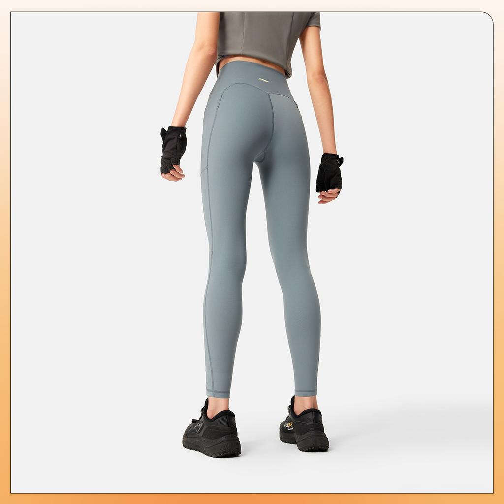 Li Ning Серия Фитнес Однотонные С средней посадкой Универсальные Дышащие Спортивные Длинные брюки Женские низы Серый AULV040-4