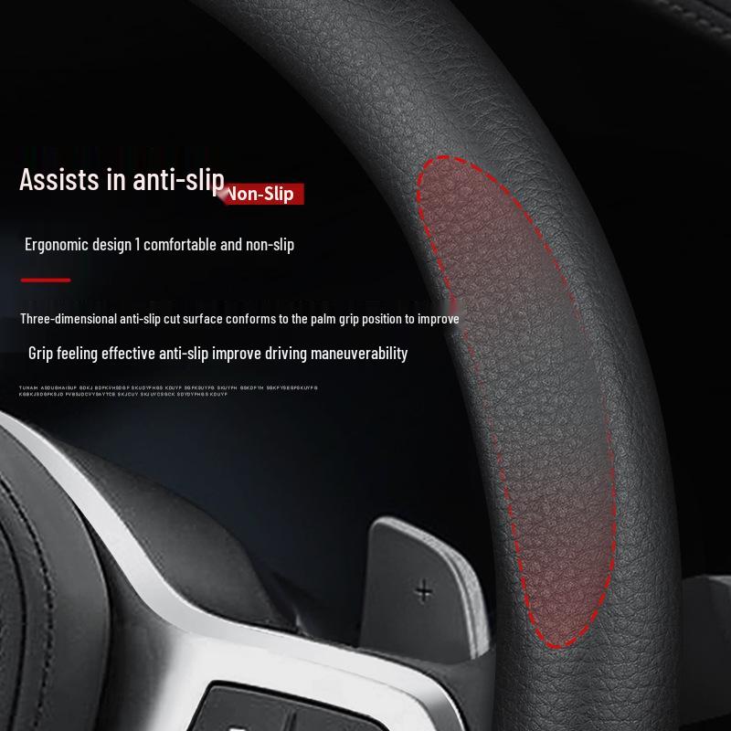 Genuine Leather Steering Wheel Cover for Buick: Regal, LaCrosse, Verano, Envision S, Enclave, Encore, GL6