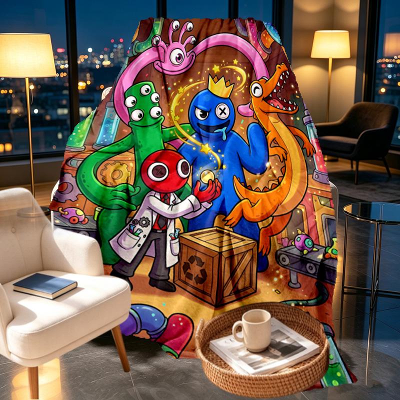 Game Rainbow Friends Print Blanket - Soft & Comfortable, for Bedroom, Travel, Sofa, Home Decoration - Birthday Christmas Gift for Friend