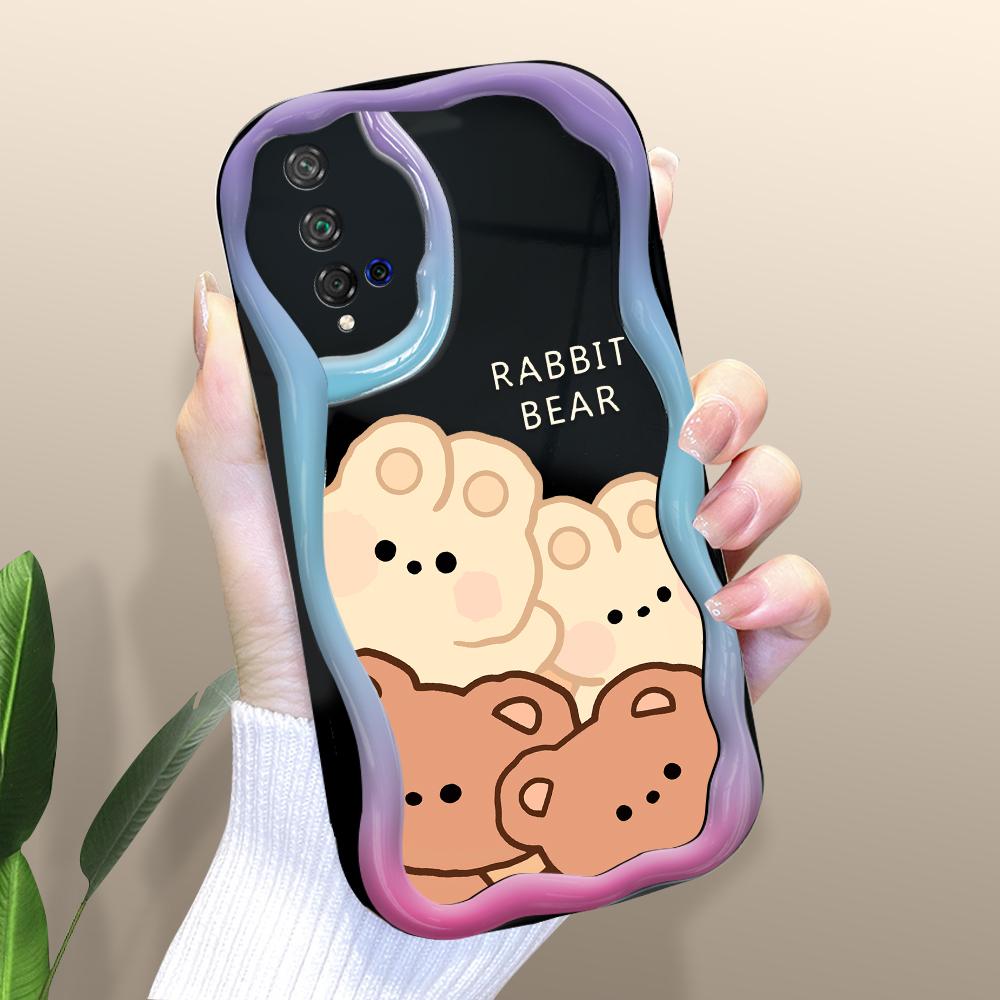 Cute Cartoon Pattern Cream Texture Casing Wavy Edge Soft Silicone Cover Phone Case for Huawei Honor Infinix Tecno iPhone