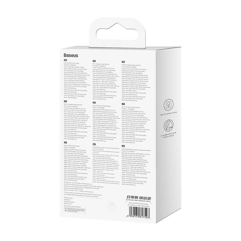 Ładowarka Sieciowa Baseus Gan5 Pro 2Xusb-C + Usb, 65W (Czarna)