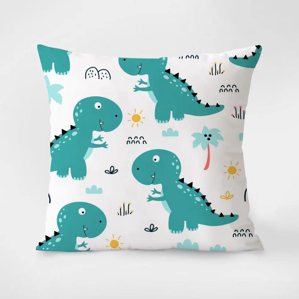 Creative Little Dinosaur Print Cartoon Pillowcase Interior Decoration Office Living Room Home Pillowcase