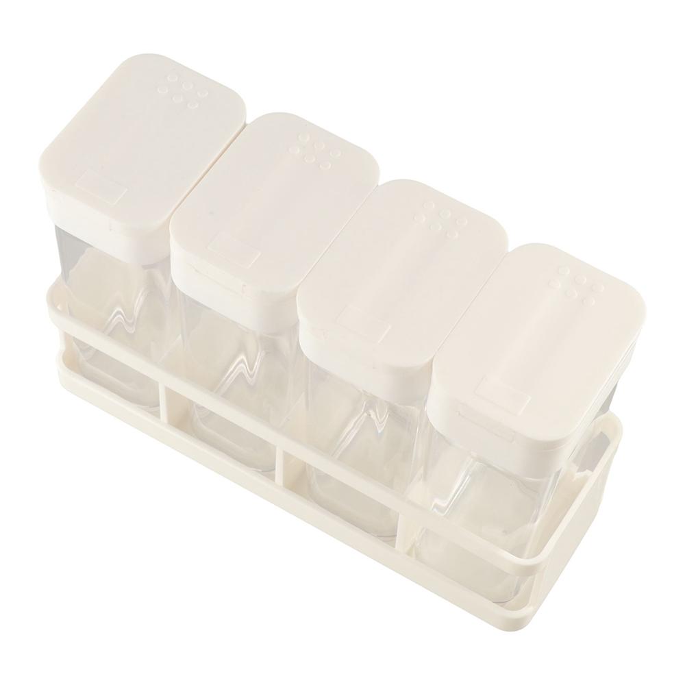 4 шт./набор Пластиковые баночки для специй Раздвижные Без БФА Контейнер для хранения специй с крышкой Четырехсекционная банка для хранения Набор коробок для приправ