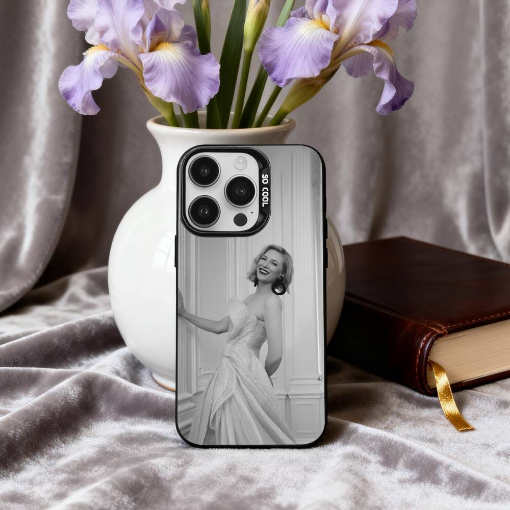 C-Cate-E B-Blanchett Actress Phone Case For iPhone17,16,15,14,13,12,11 Plus,Pro Max Black Candy silver phone case