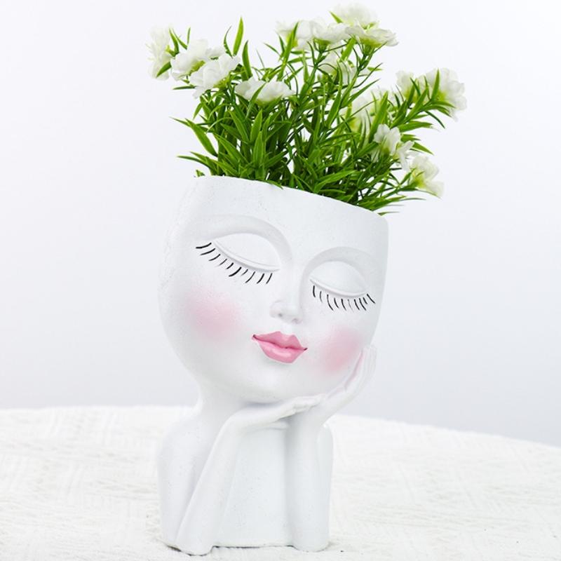 Creative Fashion Garden Face Gill Pot Resin Decoration Family Desktop Villa Balcony Courtyard Decorative Doll Fleshy Flower Pot