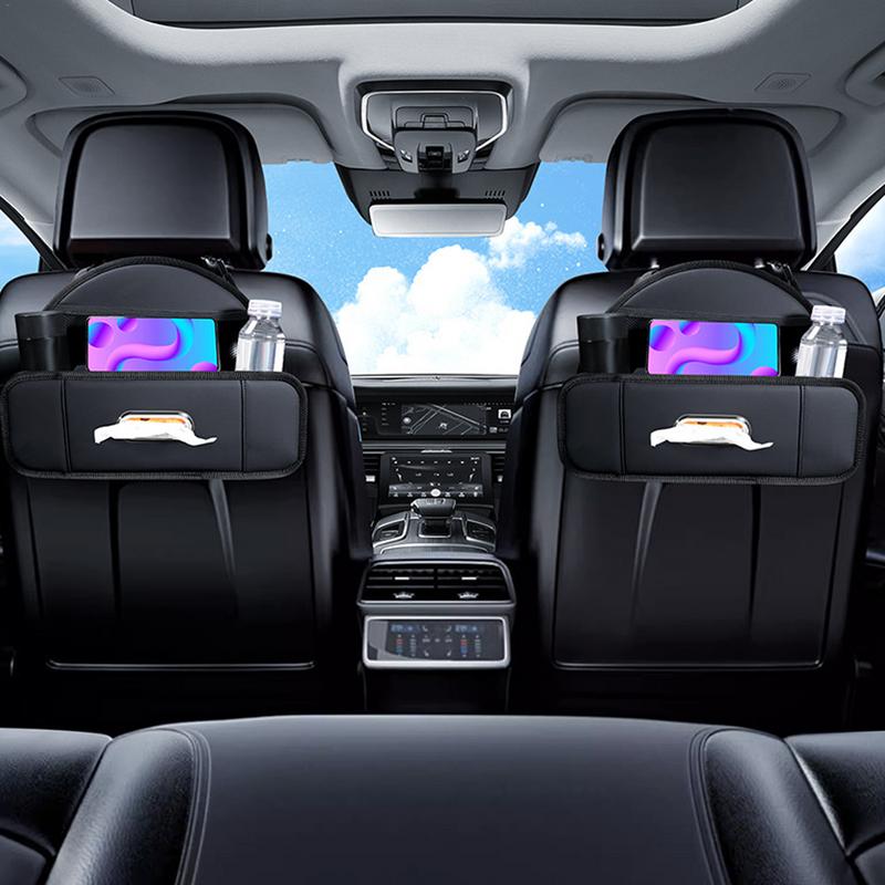 Автомобильные органайзеры для спинок сидений, подголовники для хранения вещей с держателем для мобильного телефона, коробка для салфеток, ящик для хранения зонтов на заднем сиденье автомобиля